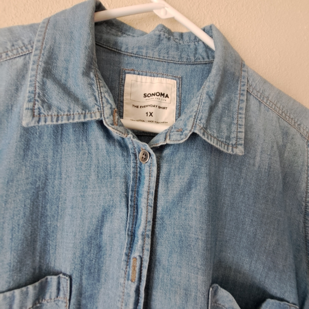 SONOMA western shirt SONOMA blue color 💙 denim size XXL. - Picture 6 of 11